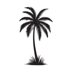 Fototapeta premium Clean Palm Tree Vector Illustration on Plain White Background.