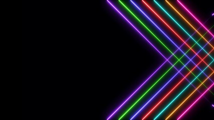 Glowing colorful neon line background 4k illustration.