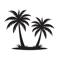 Clean Palm Tree Vector Illustration on Plain White Background.