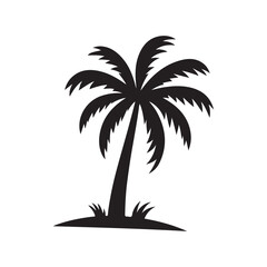 Palm Tree Silhouette Vector Design. Simple White Background.