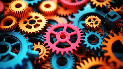 Colorful Gears Interlocking
