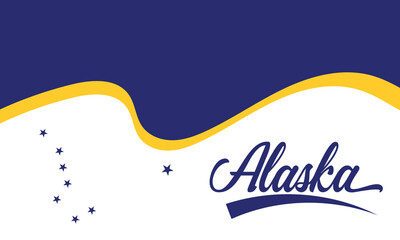 Alaska Day banner. Holiday celebration on October 18. Vector template for typography poster, postcard, flyer, etc. Vector illustration isolated on blue background. EPS 10
