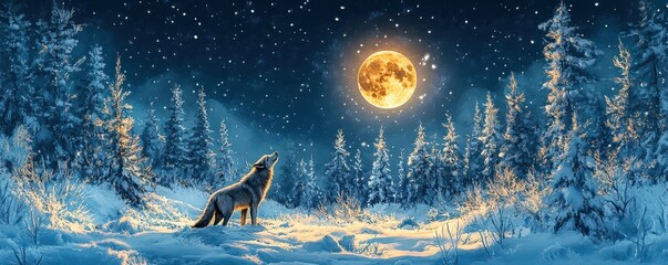 Moonlit wolf howl