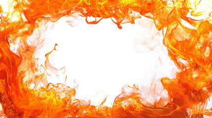 orange hot fire frame border isolated on white 