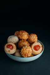 some panellets, typical of Catalonia, Spain, in a bowl