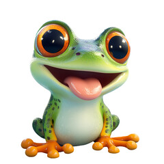 Fototapeta premium Cute frog in 3d style transparent background