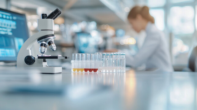 scientist is adjusting microscope while reviewing samples in laboratory. scene captures essence of scientific research and experimentation, highlighting focus and precision required in field