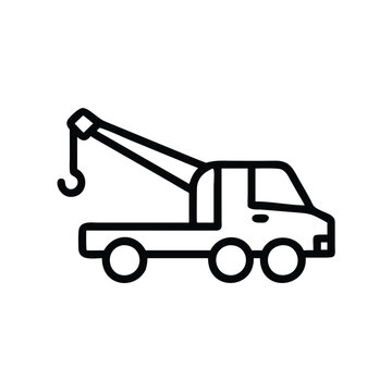 recommend clip art: Picker Truck with Crane Arm Silhouette Vector Line Art Illustration