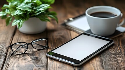 Fototapeta premium Professional smartphone photo mockup with a sophisticated background, perfect for designers and developers to present sleek app designs