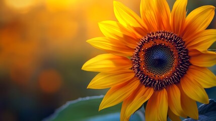 Obraz premium A vibrant sunflower against a soft, blurred background.