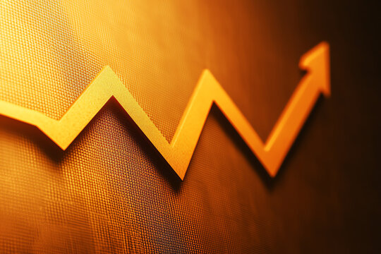 Abstract financial growth chart with stocks on the rise, and expenses decreasing
