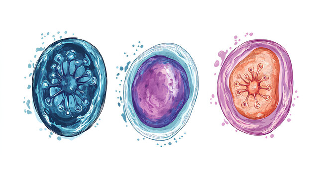 process of mitosis, showcasing each phase from interphase to cytokinesis diagram hand drawn schematic raster illustration. Medical science educational 