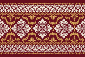 damask pattern with a classic floral design.embroidery patterns, paisley, boho, floral ikat, ethnic floral designs, ikat sari, Damask ethnic design for yoga clothing, wallpaper, rug, carpet, border