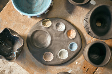 The process of creating pottery. 