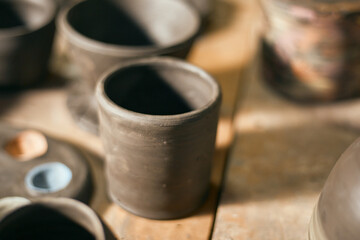 The process of creating pottery. 