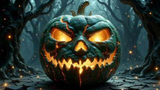 A terrible devilish pumpkin for Halloween
