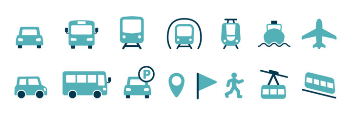 Simple icon set of vehicles