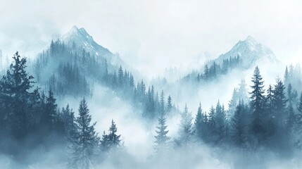 Fototapeta premium Dreamy Misty Winter Hill