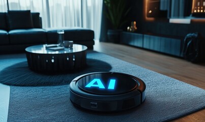 AI Vacuum Robot in Modern Living Room
