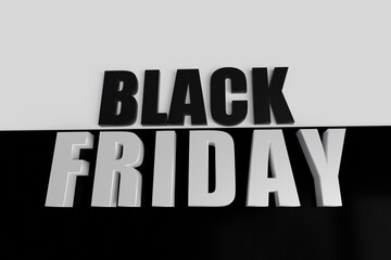 BLACK FRIDAY 3D, BLACK AND WHITE WITH BACKGROUND