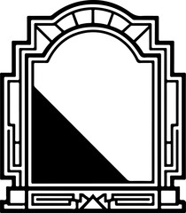 Art Deco Mirror Design: A stylish black and white geometric mirror perfect for home decor and design inspiration.