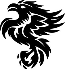 Obraz premium Bold Black Tribal Phoenix: A striking stylized eagle in flight, perfect for logos and tattoo designs.