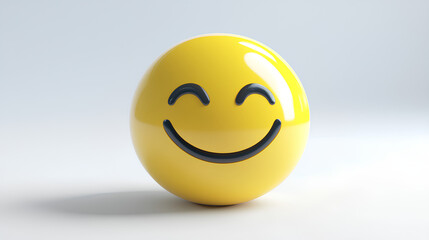 Fototapeta premium Slightly smiling face three dimensional emoji. Happy or content emoticon isolated on white background