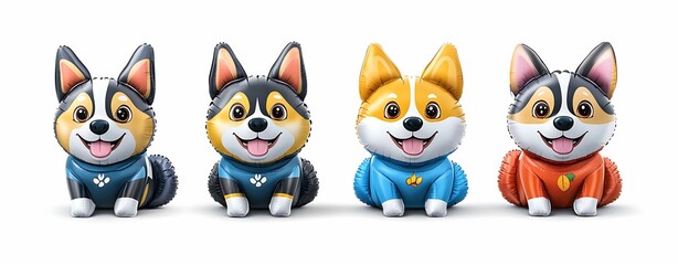 Adorable inflatable corgi pets bringing joy and fun to any occasion with their playful expressions and bright colors