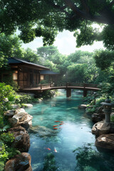 Naklejka premium Japanese garden: harmony of nature