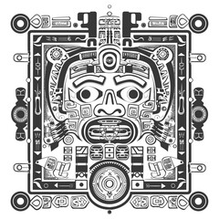 Geometric Pattern with Central Face and Ornate Border