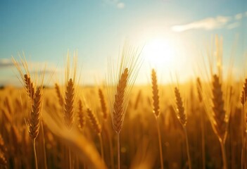 Obraz premium Wheat Field Sunset Glow .