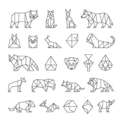 Geometric Animal Illustrations with Polygonal Shapes