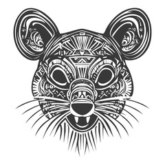 Fototapeta premium Geometric Black and White Rat Illustration