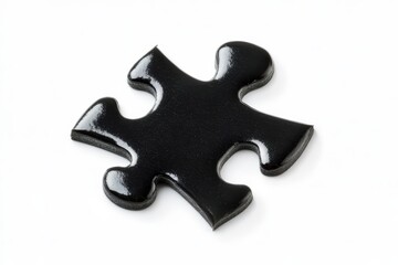 Black silhouette of a puzzle piece on a white background.
