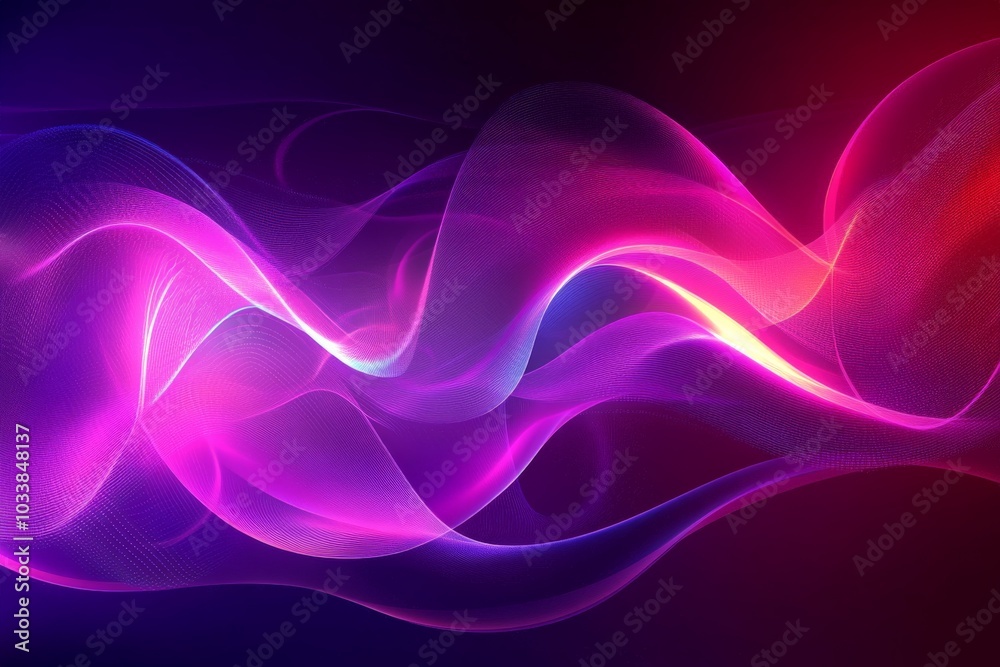Aufkleber This vibrant image features a dynamic blend of magenta and orange swirling waves, creating an energetic and captivating abstract artwork full of vivid colors and movement.