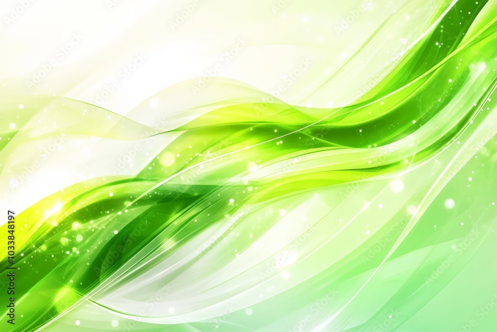 Aufkleber a lively blend of green and white waves mixed with sparkling energy trails depicts movement and vita