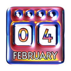 4 February calendar icon for date and event concept