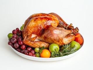 roast turkey and all the fixings on a white plate isolated on white