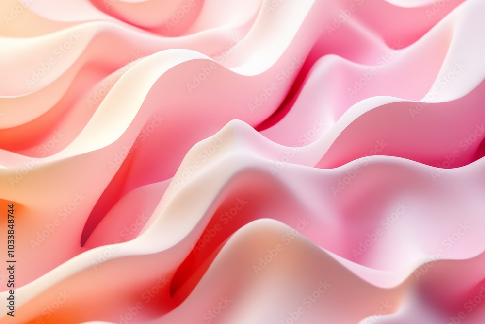 Aufkleber an abstract image showcasing soft, flowing waves in pastel pink shades, evoking a sense of calm and 