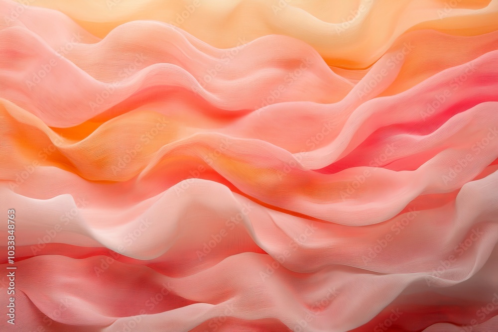 Aufkleber a warm, abstract creation featuring fluid waves in peach and coral tones, expressing a calming energ