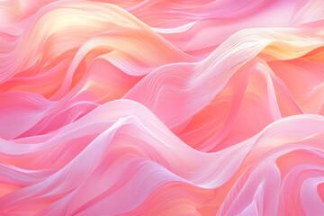 Fototapeta premium Featuring a soft, flowing texture in vibrant shades of pink and yellow, this abstract image highlights movement and elegance through its seamless wave design.