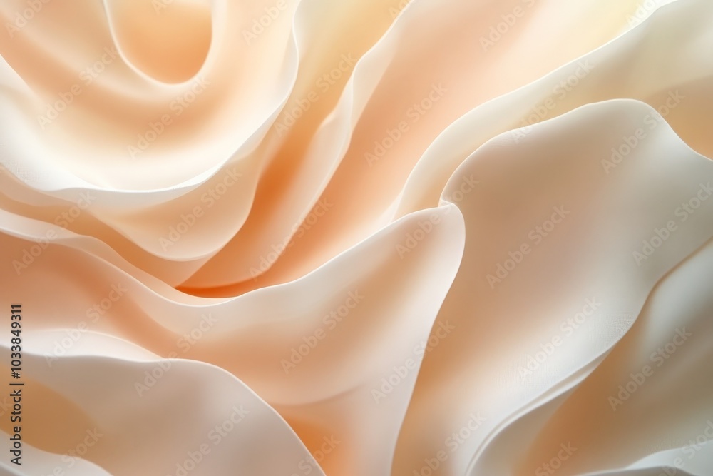 Poster creamy, undulating fabric waves offer a soothing and relaxing visual experience, characterized by su