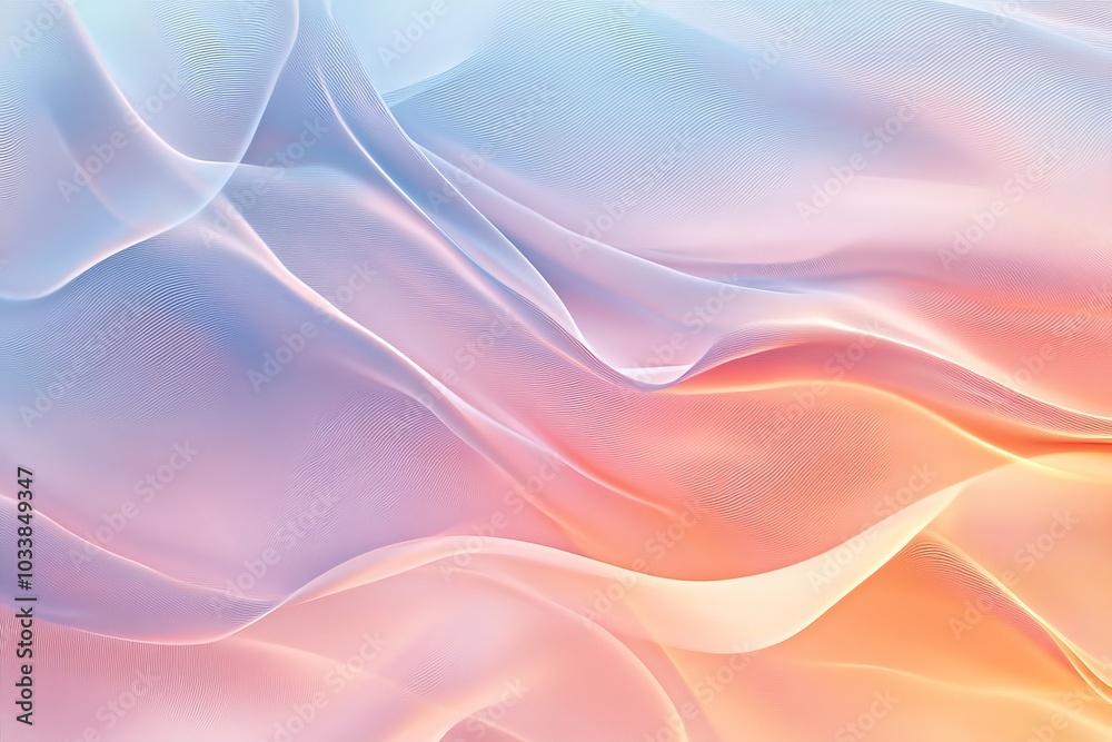 Aufkleber A beautiful color gradient of light blues, pinks, and oranges blends and flows into abstract waves, creating a soft yet mesmerizing effect perfect for tranquil themes.