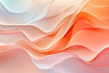 Obraz premium Dynamic interplay of vibrant peach, cream, and orange tones form abstract waves in a stunning layered arrangement, enhancing visual interest and artistic appeal.
