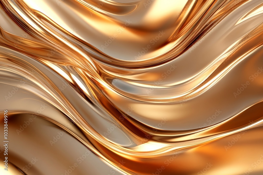 Poster Smooth and glossy gold liquid swirls create an impression of dynamic movement and vitality, making it ideal for depicting energy and elegance in design projects.
