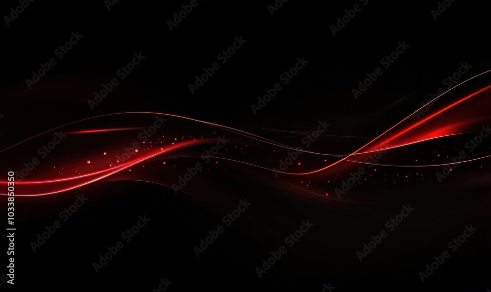 Canvas Prints dynamic red light wave on black background
