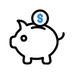 Piggy Bank and Coins Icon for Savings