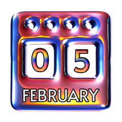 5 February calendar icon for date and event concept