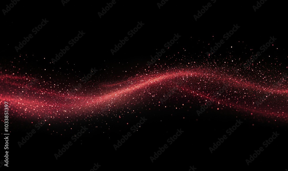Canvas Prints abstract glowing red wave of particles on black background
