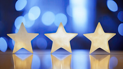 A glowing -star survey on a digital screen, representing top quality service and a highly satisfied customer. --chaos